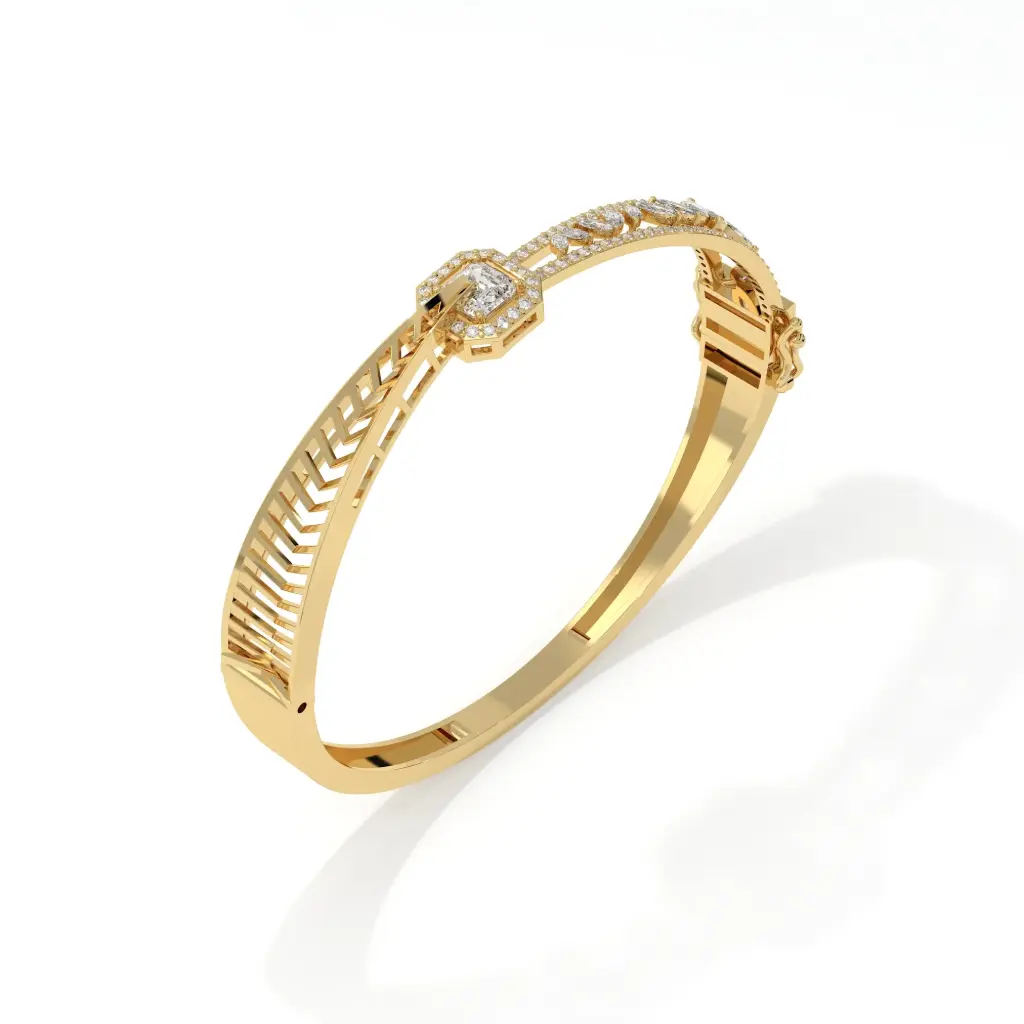 The Elanora Bangle – Asscher-Cut Centerpiece with Pear & Marquise Diamond Accents